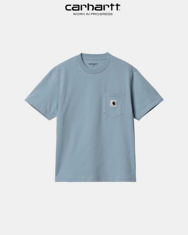 Misty Sky Carhartt Wip Pocket T-Shirt Misty - Danmark QFF-7213033