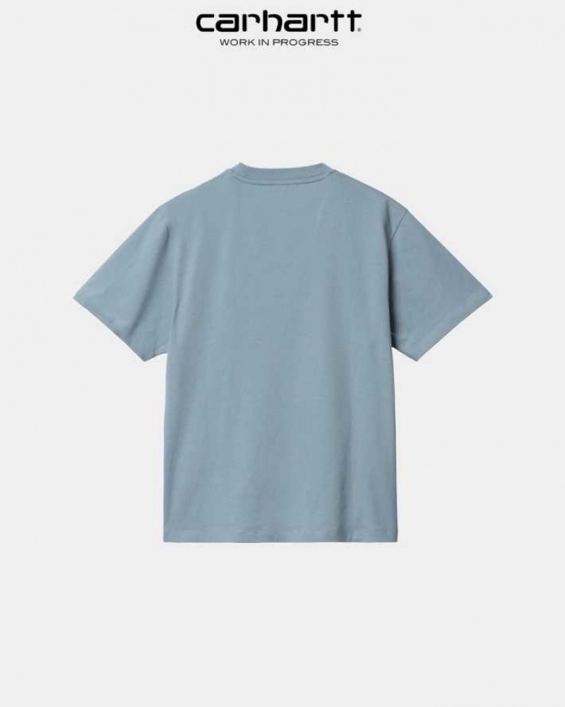 Misty Sky Carhartt Wip Pocket T-Shirt Misty - Danmark QFF-7213033