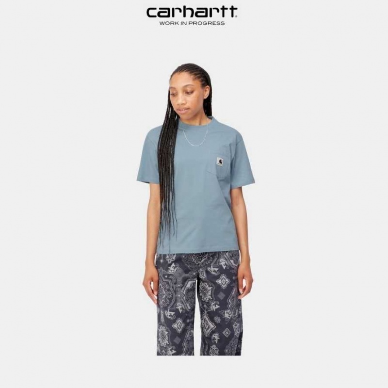 Misty Sky Carhartt Wip Pocket T-Shirt Misty - Danmark QFF-7213033