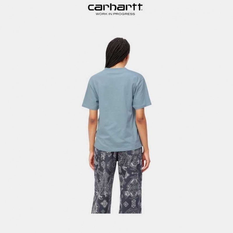 Misty Sky Carhartt Wip Pocket T-Shirt Misty - Danmark QFF-7213033