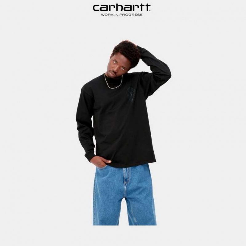 Noir Carhartt Wip Ratios Long Sleeve T-Shirt - Danmark UYZ-9199425