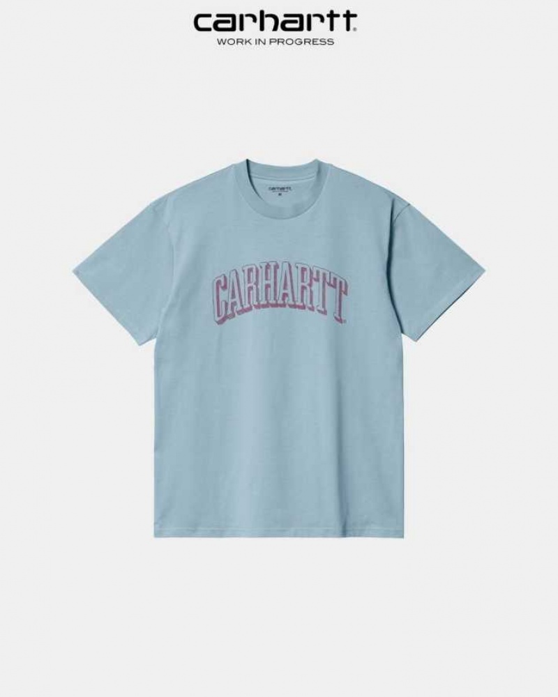 Misty Sky Carhartt Wip Scrawl Script T-Shirt Misty - Danmark CTE-4888490