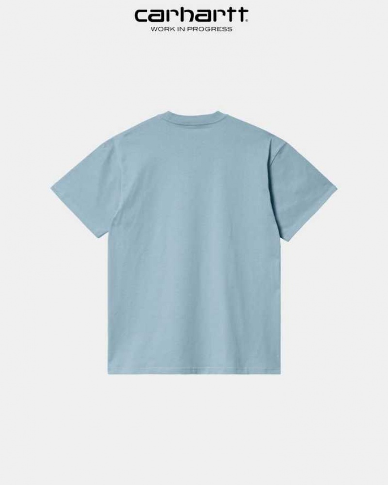 Misty Sky Carhartt Wip Scrawl Script T-Shirt Misty - Danmark CTE-4888490