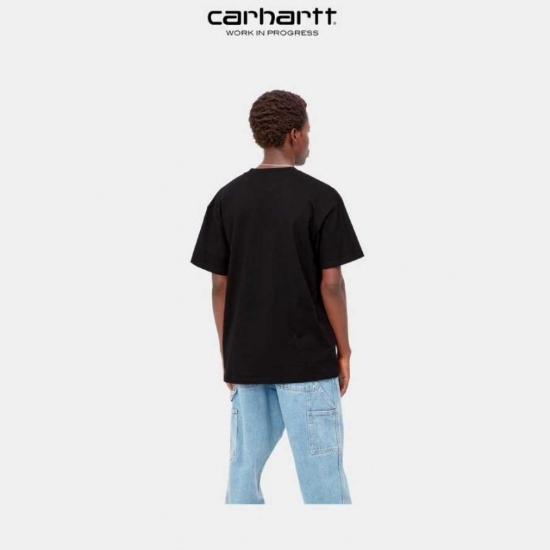 Noir Carhartt Wip Scrawl Script T-Shirt - Danmark UWX-9476390