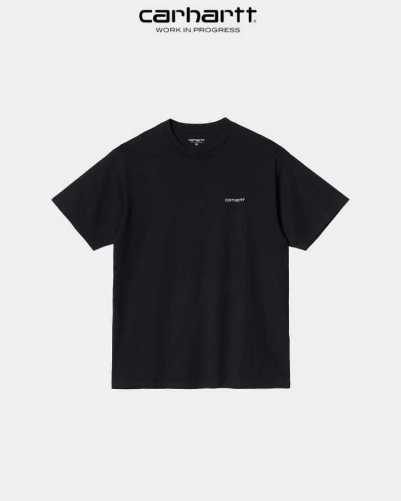 Noir Carhartt Wip Script Embroidery T-Shirt - Danmark IUI-2584286