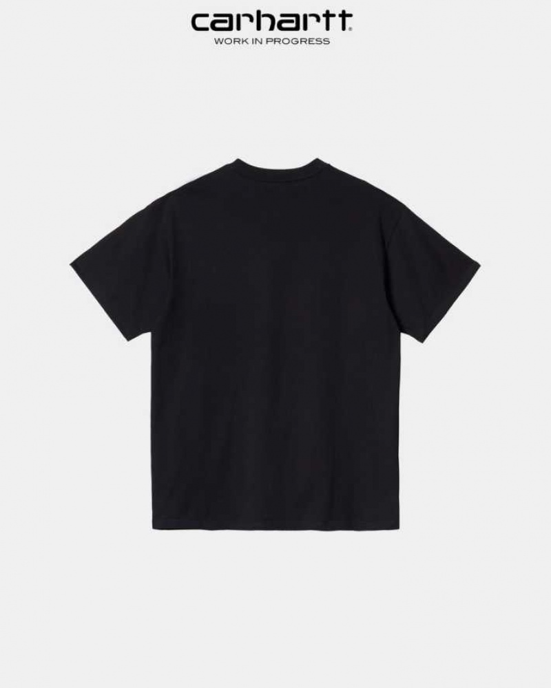 Noir Carhartt Wip Script Embroidery T-Shirt - Danmark IUI-2584286