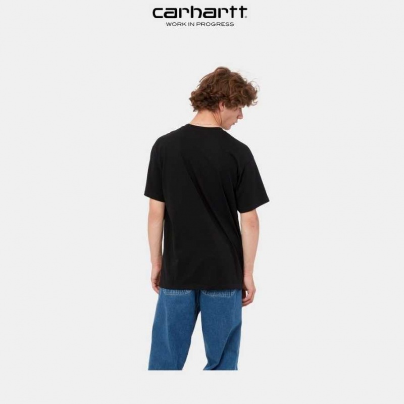 Noir Carhartt Wip Script Embroidery T-Shirt - Danmark IUI-2584286