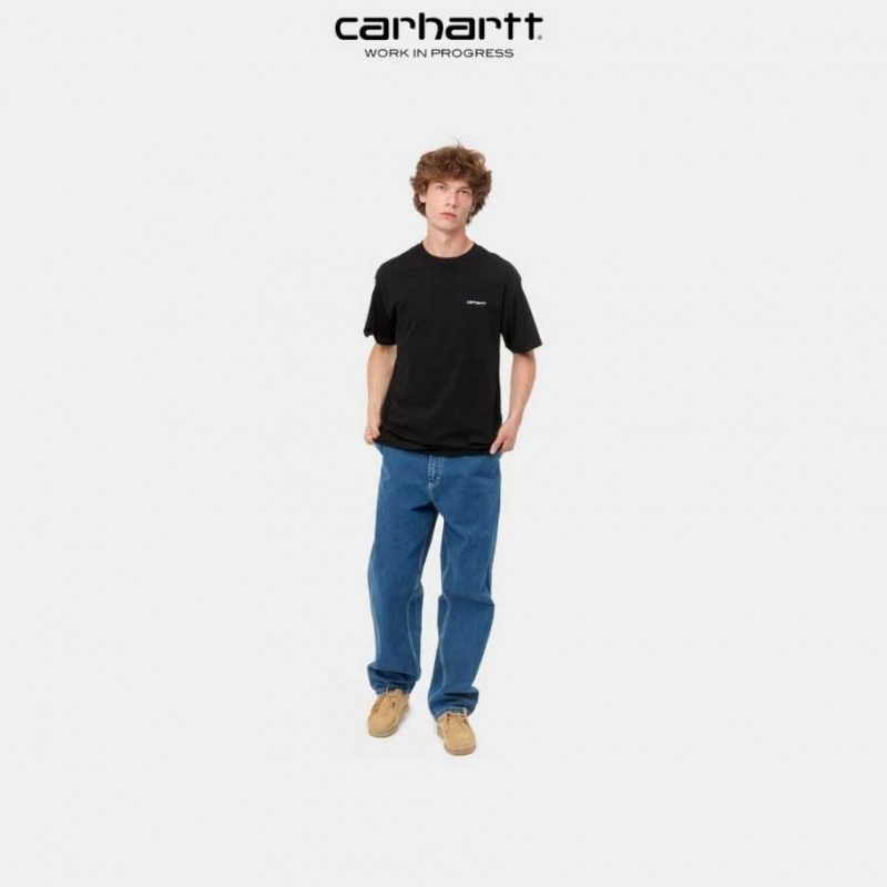 Noir Carhartt Wip Script Embroidery T-Shirt - Danmark IUI-2584286