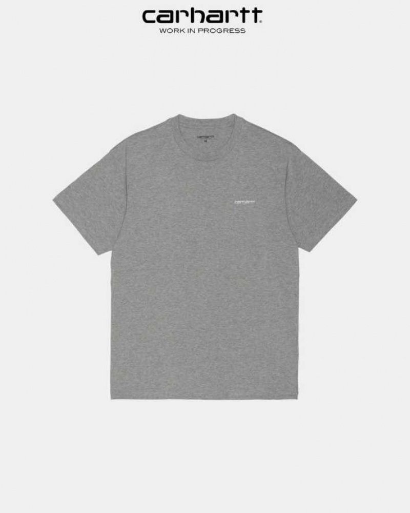 Grise Carhartt Wip Script Embroidery T-Shirt - Danmark RBD-0167653