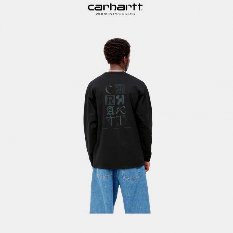 Noir Carhartt Wip Ratios Long Sleeve T-Shirt - Danmark UYZ-9199425