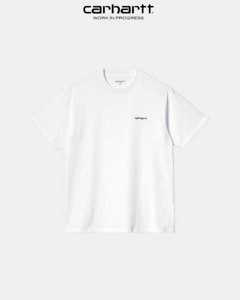 Blanche Carhartt Wip Script Embroidery T-Shirt - Danmark IAD-6556930