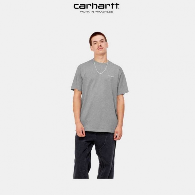 Grise Carhartt Wip Script Embroidery T-Shirt - Danmark RBD-0167653