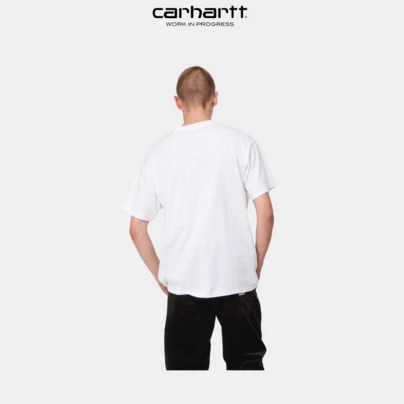 Blanche Carhartt Wip Script Embroidery T-Shirt - Danmark IAD-6556930