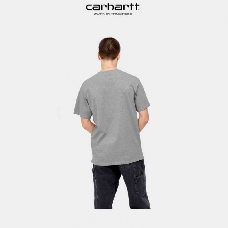 Grise Carhartt Wip Script Embroidery T-Shirt - Danmark RBD-0167653