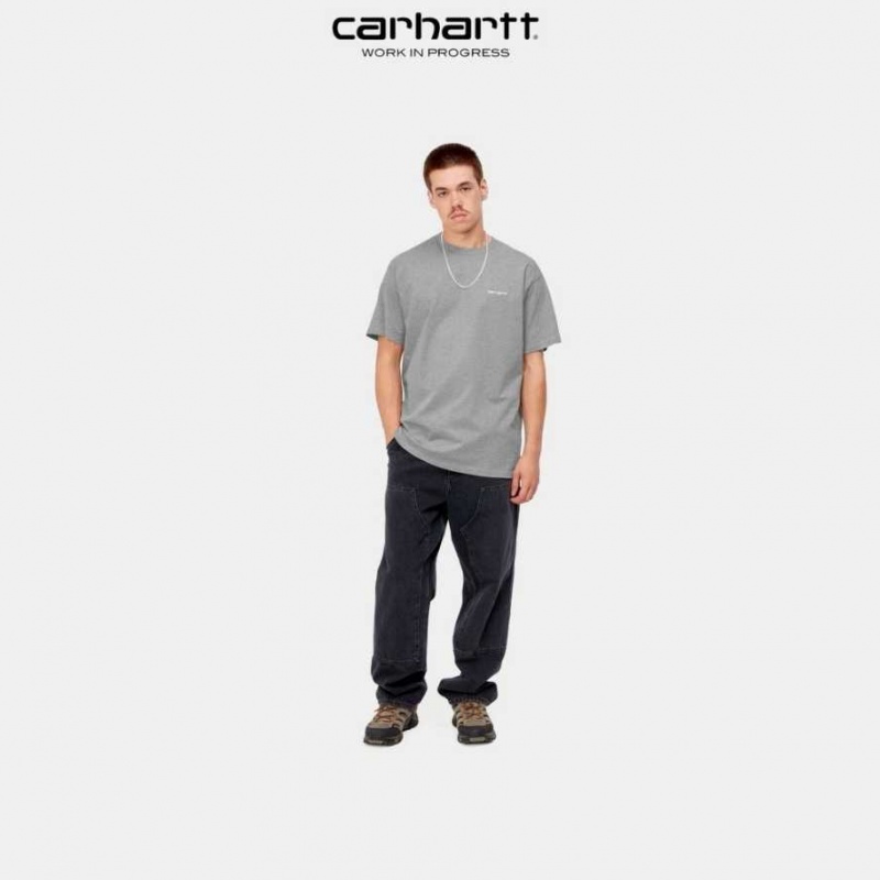 Grise Carhartt Wip Script Embroidery T-Shirt - Danmark RBD-0167653