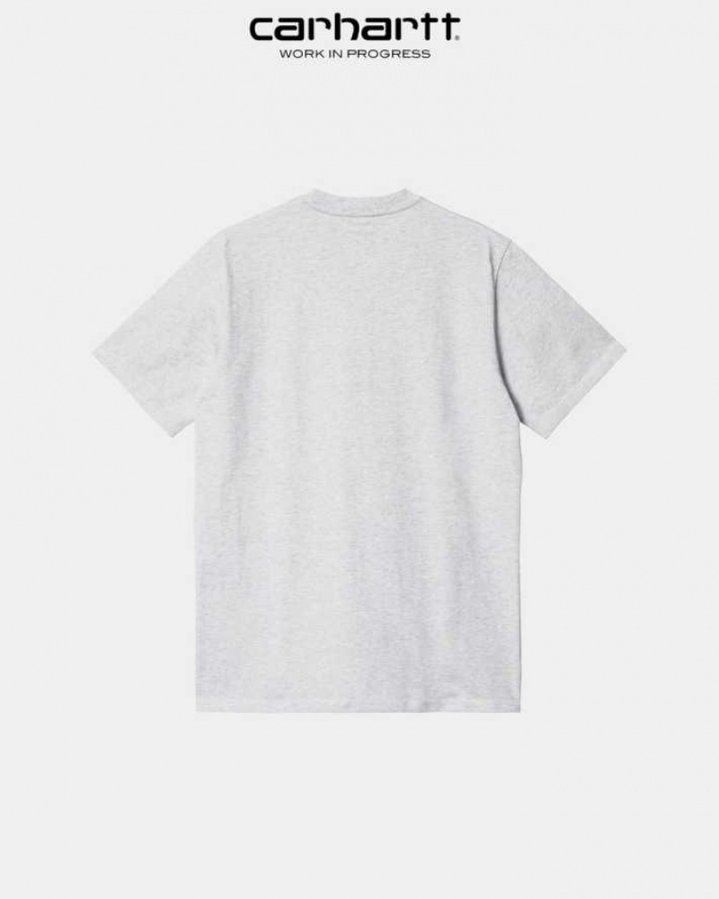 Ash Heather Carhartt Wip Script T-Shirt Ash - Danmark EYZ-0097039