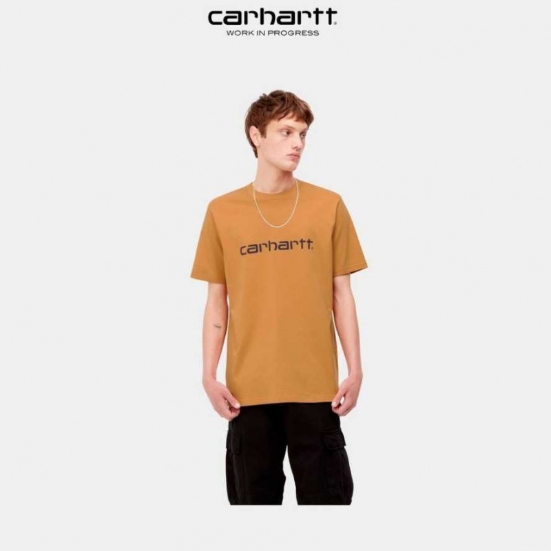 Ochre Carhartt Wip Script T-Shirt - Danmark ACJ-8090710