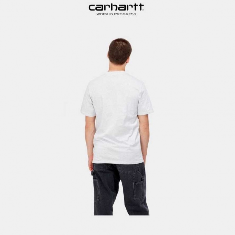 Ash Heather Carhartt Wip Script T-Shirt Ash - Danmark EYZ-0097039