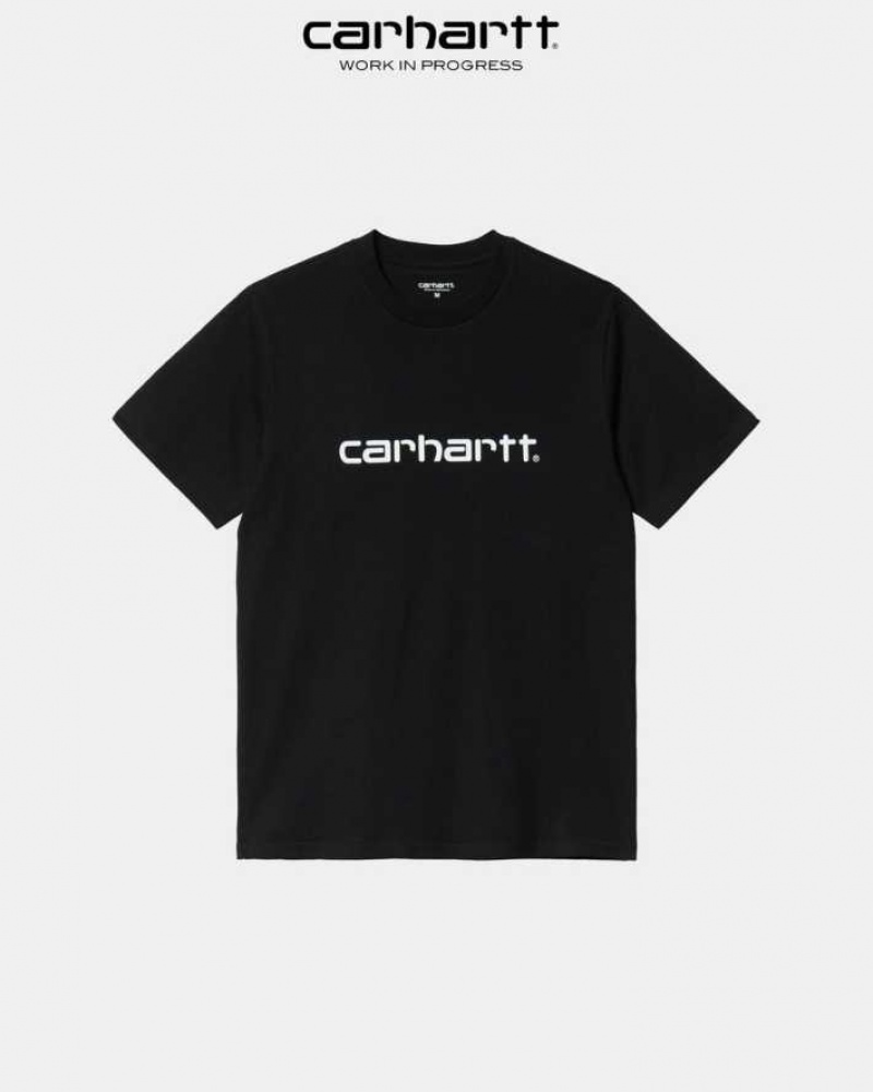 Noir Carhartt Wip Script T-Shirt - Danmark MVY-8991057