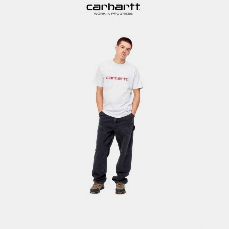 Ash Heather Carhartt Wip Script T-Shirt Ash - Danmark EYZ-0097039