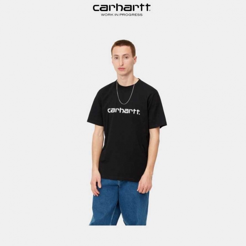 Noir Carhartt Wip Script T-Shirt - Danmark MVY-8991057