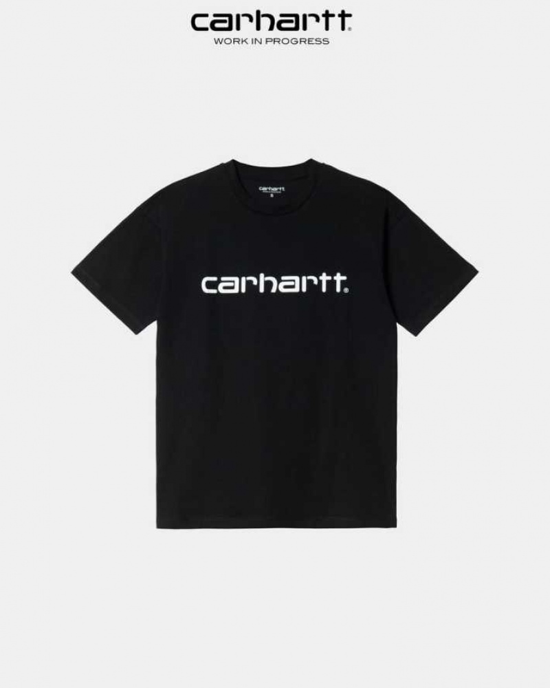 Noir Carhartt Wip Script T-Shirt - Danmark QEO-5870035