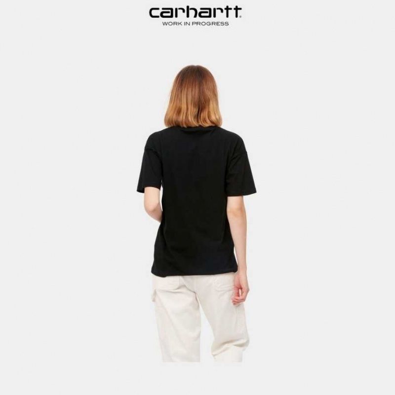 Noir Carhartt Wip Script T-Shirt - Danmark QEO-5870035