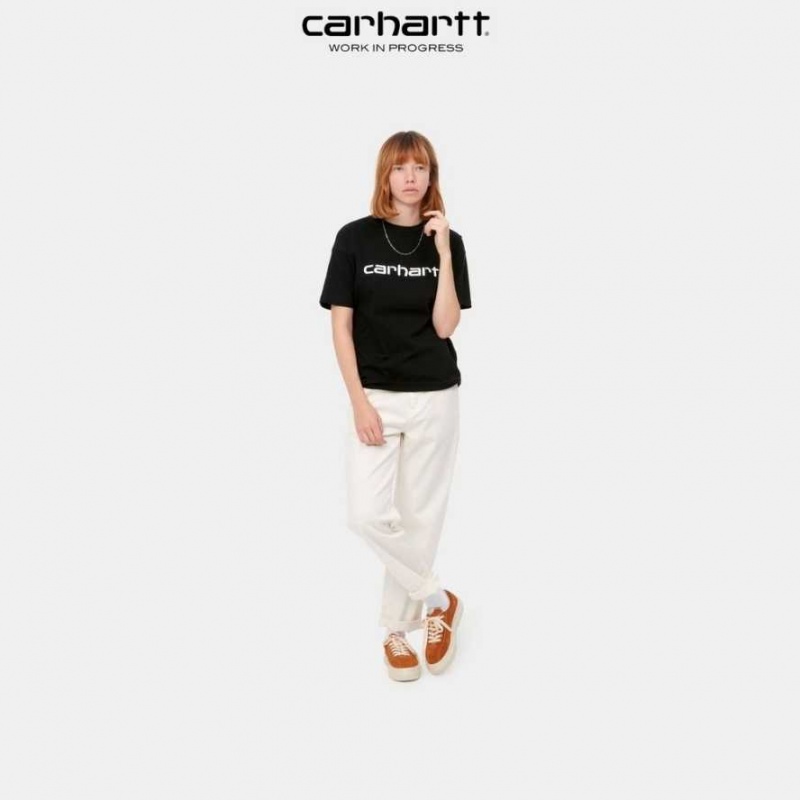 Noir Carhartt Wip Script T-Shirt - Danmark QEO-5870035