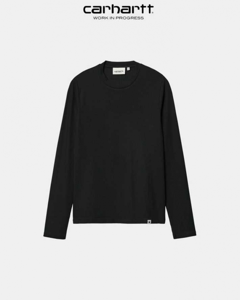 Noir Carhartt Wip Seri Long Sleeve T-Shirt - Danmark ASX-7570308