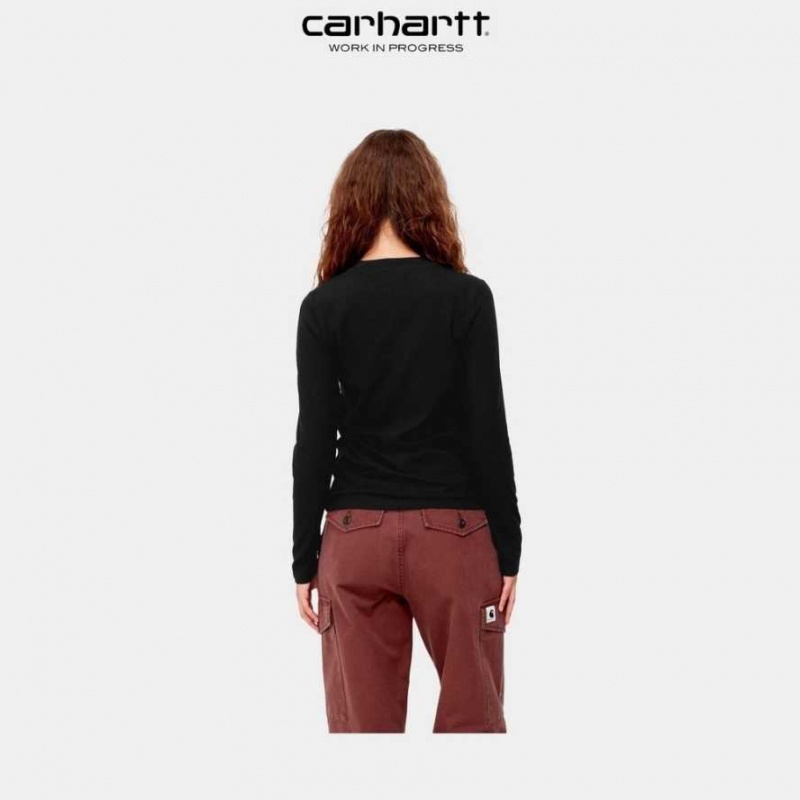 Noir Carhartt Wip Seri Long Sleeve T-Shirt - Danmark ASX-7570308