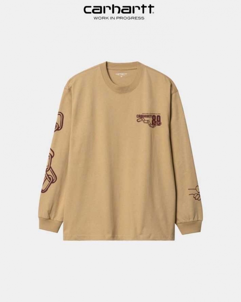 Marron Carhartt Wip Stronger Long Sleeve T-Shirt - Danmark EIN-5248487