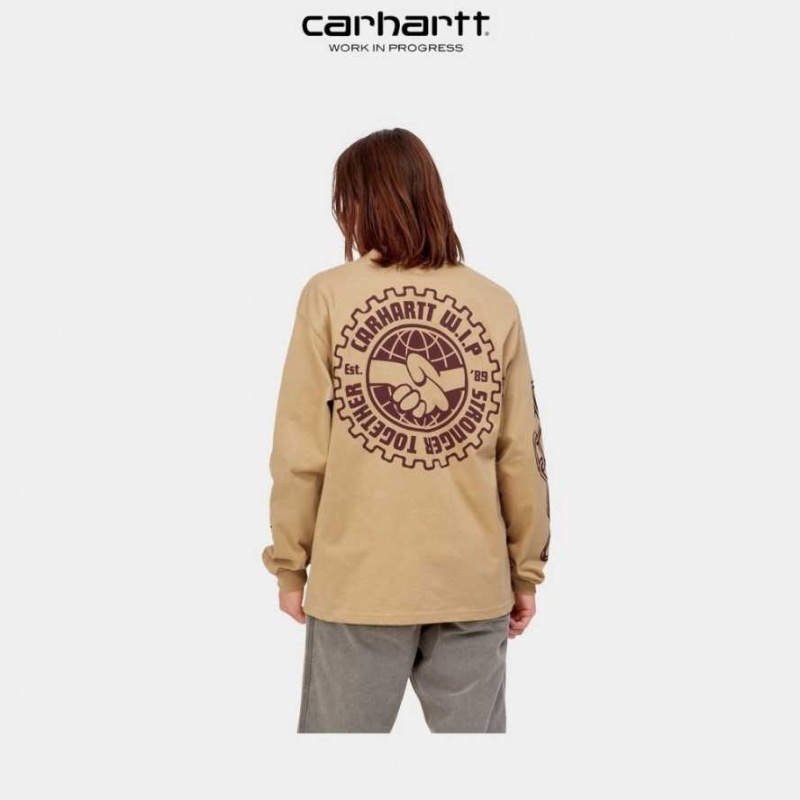 Marron Carhartt Wip Stronger Long Sleeve T-Shirt - Danmark EIN-5248487