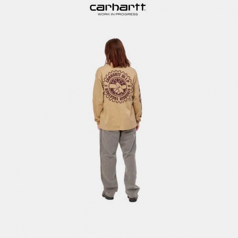 Marron Carhartt Wip Stronger Long Sleeve T-Shirt - Danmark EIN-5248487