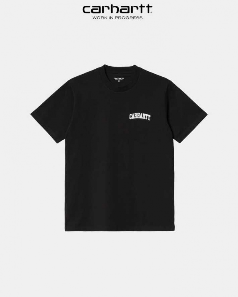 Noir Carhartt Wip University Script T-Shirt - Danmark AJC-9077516