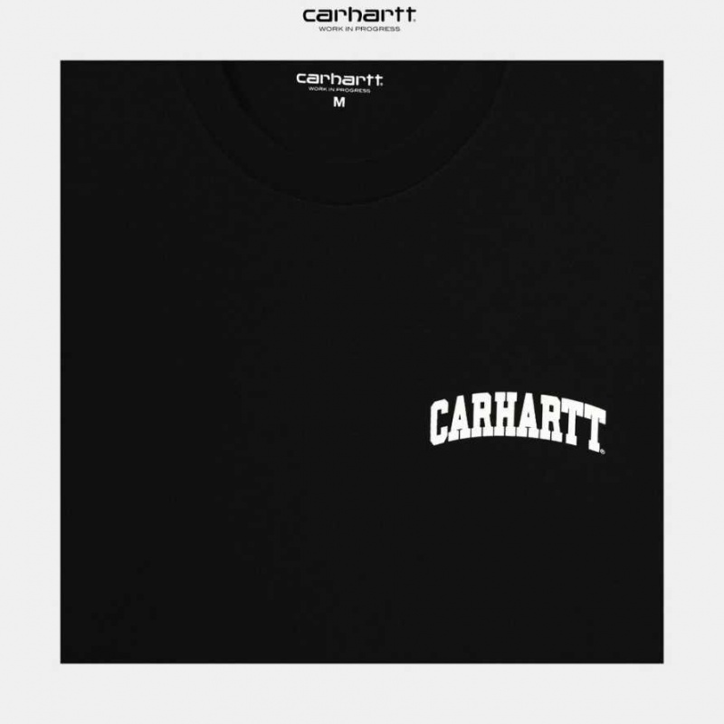 Noir Carhartt Wip University Script T-Shirt - Danmark AJC-9077516