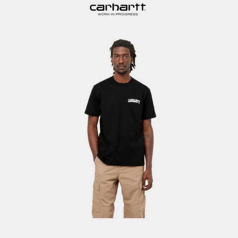 Noir Carhartt Wip University Script T-Shirt - Danmark AJC-9077516