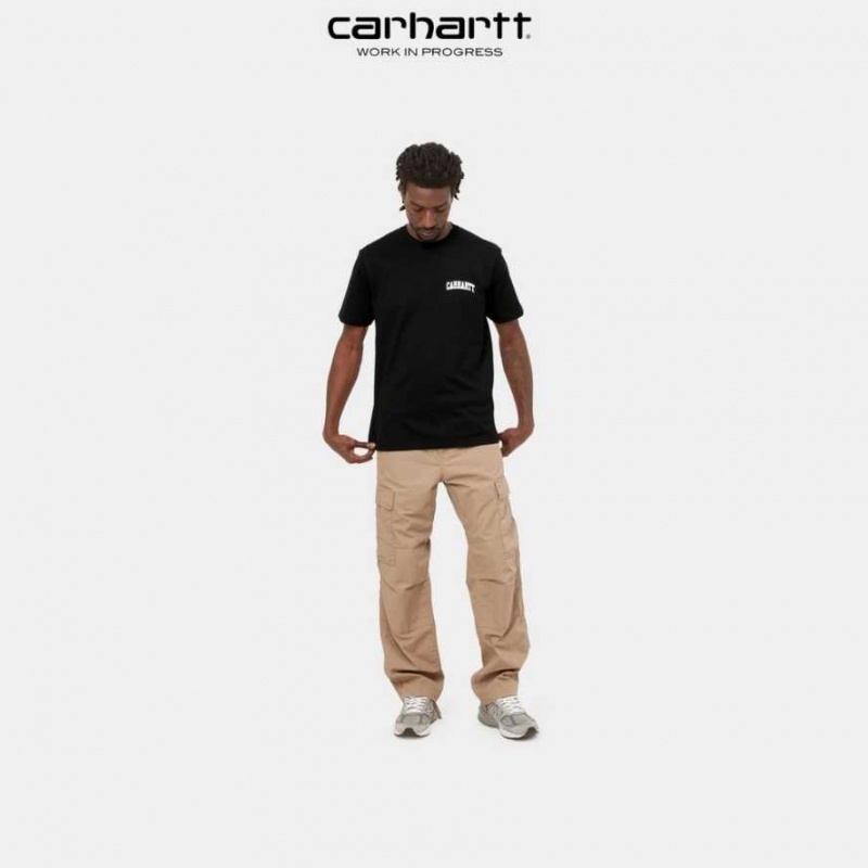 Noir Carhartt Wip University Script T-Shirt - Danmark AJC-9077516