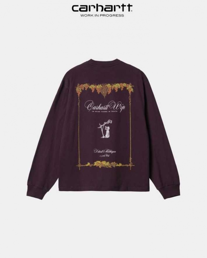 Noir Carhartt Wip Vino Long Sleeve T-Shirt - Danmark PRB-9006003