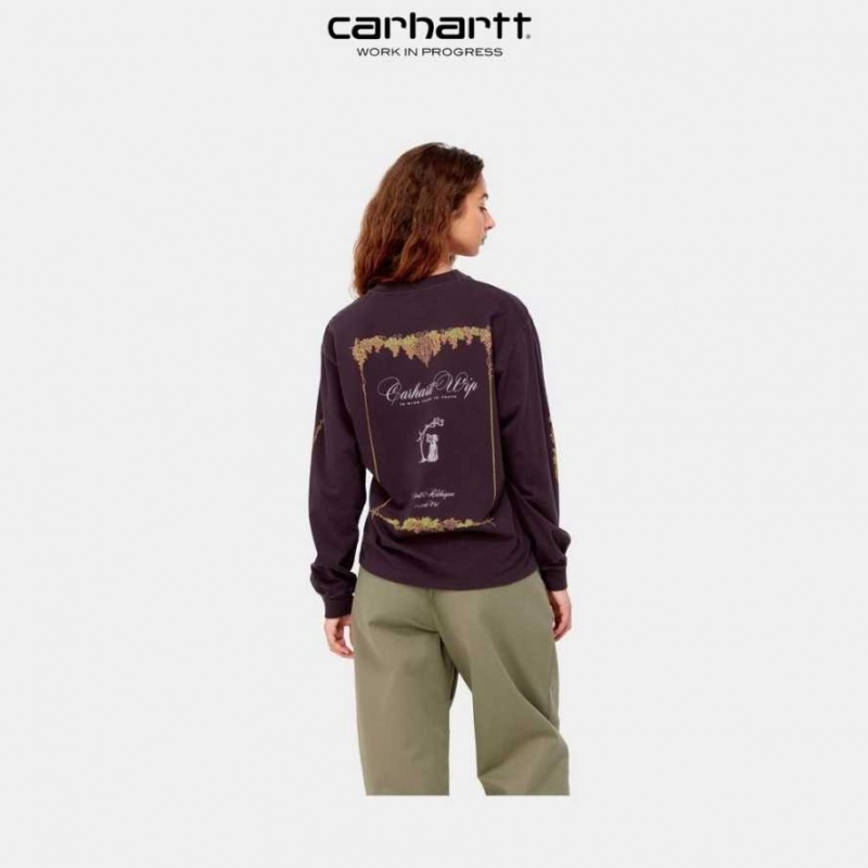 Noir Carhartt Wip Vino Long Sleeve T-Shirt - Danmark PRB-9006003