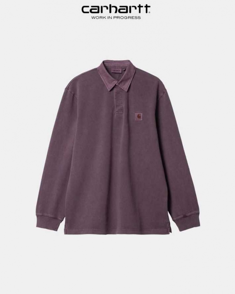 Noir Carhartt Wip Vista Long Sleeve Rugby Shirt - Danmark BAD-7863559