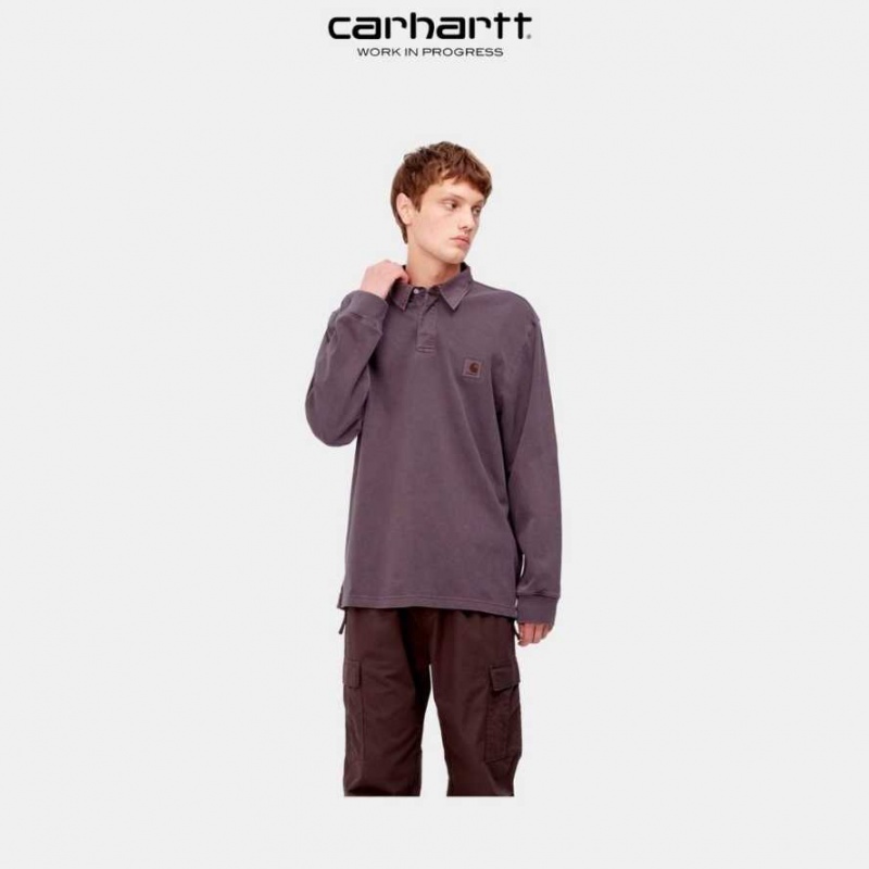 Noir Carhartt Wip Vista Long Sleeve Rugby Shirt - Danmark BAD-7863559