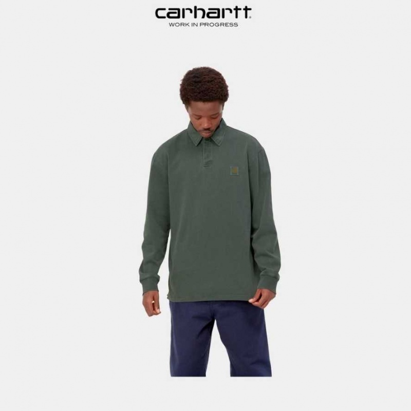 Boxwood Carhartt Wip Vista Long Sleeve Rugby Shirt - Danmark SUU-3077110