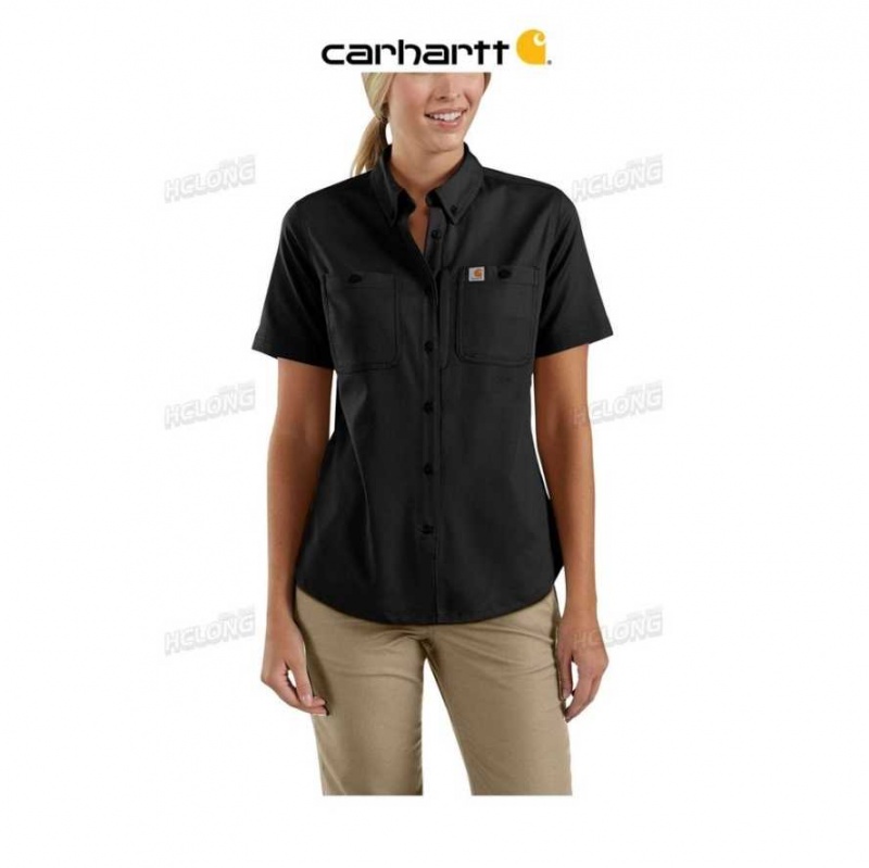 Noir Carhartt Rugged Professional Series Relaxed Fit Tela Corta Sleeve Travail Shirt - Danmark IYL-1406432