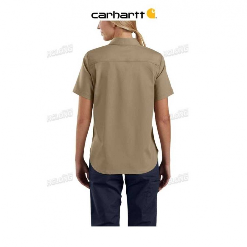 Kaki Foncé Carhartt Rugged Professional Series Relaxed Fit Tela Corta Sleeve Travail Shirt Kaki - Danmark VEJ-4869074