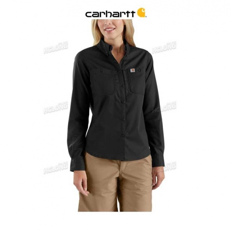 Noir Carhartt Rugged Professional Series Relaxed Fit Tela Long Sleeve Travail Shirt - Danmark IVE-3606855