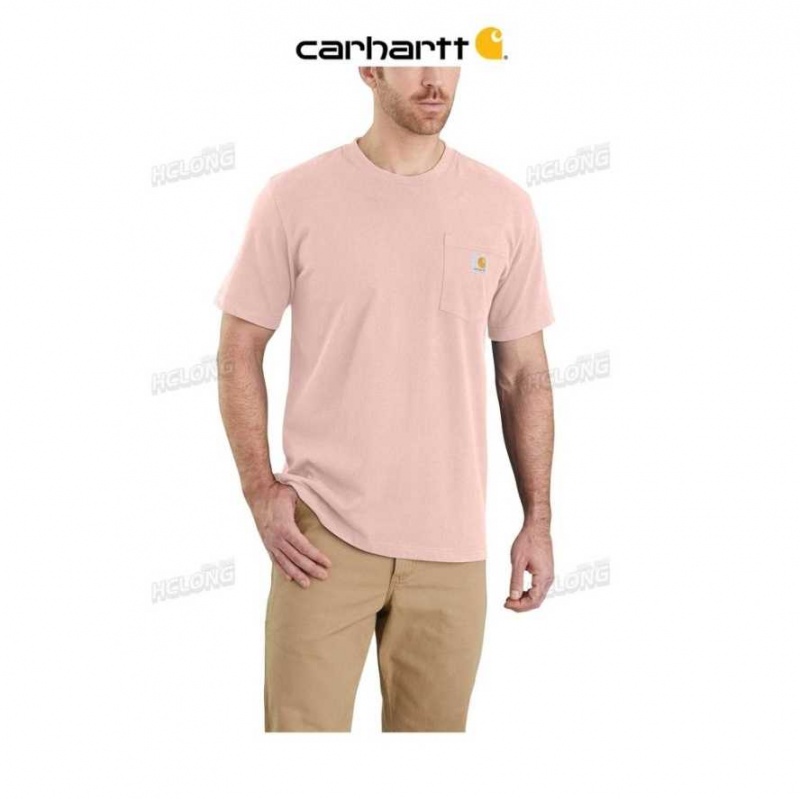 Rose Carhartt Relaxed Fit Heavyweight Corta-Sleeve Pocket T-Shirt - Danmark DYM-9287701