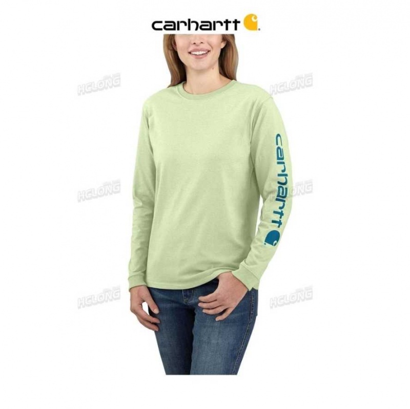 Hint of Lime Carhartt Loose Fit Heavyweight Long-Sleeve Logo Sleeve Graphique T-Shirt Hint of - Danmark SGF-3958870