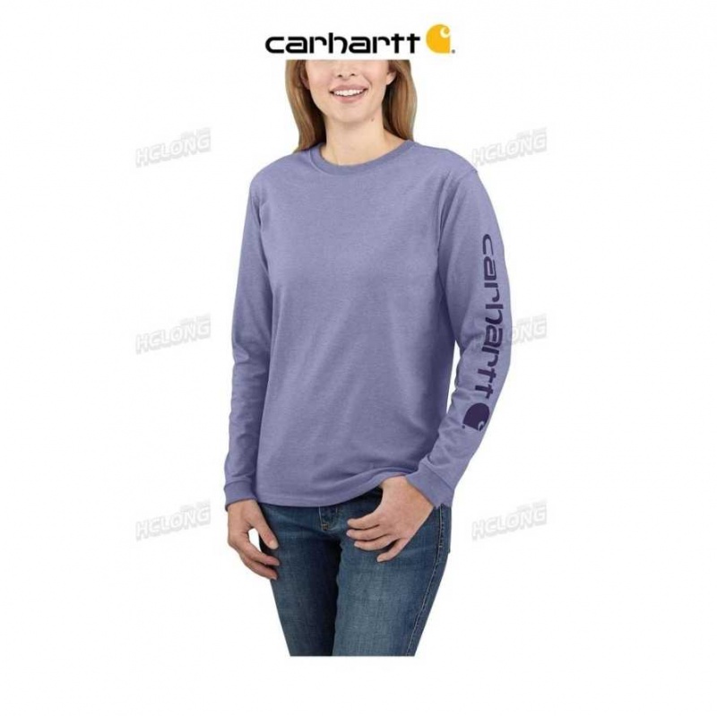 Lavande Carhartt Loose Fit Heavyweight Long-Sleeve Logo Sleeve Graphique T-Shirt - Danmark HKH-8398797