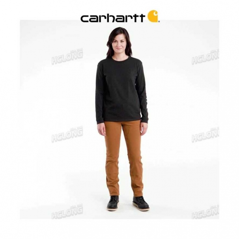 Noir Carhartt Loose Fit Heavyweight Long-Sleeve Logo Sleeve Graphique T-Shirt - Danmark MCZ-4519988