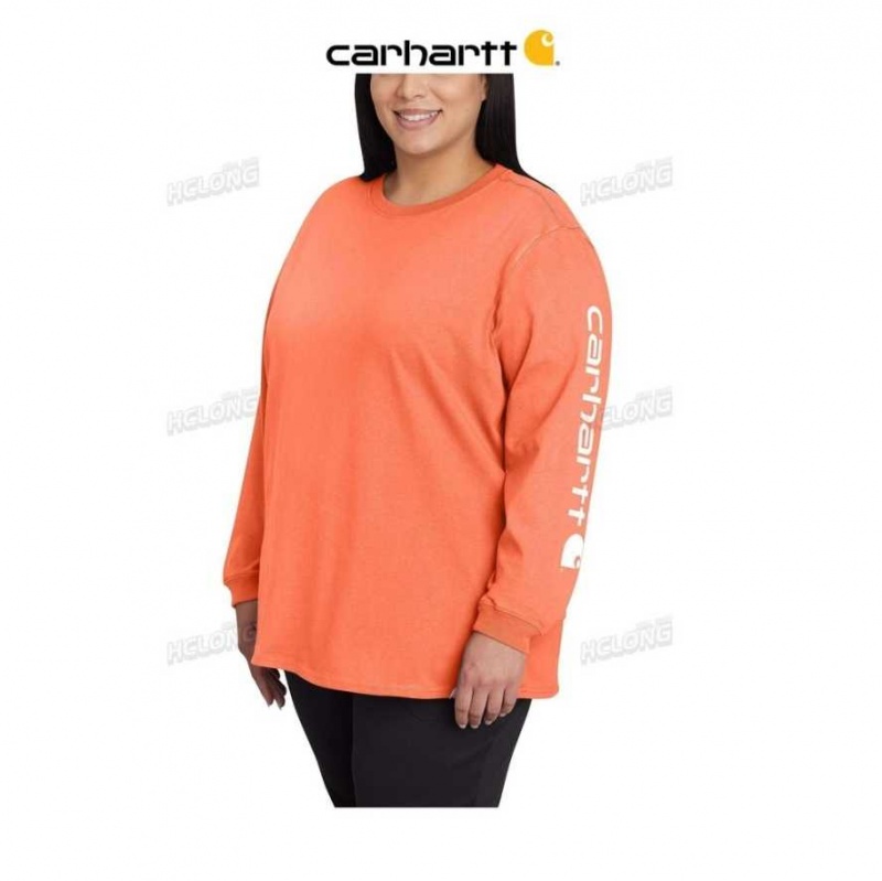 Corail Carhartt Loose Fit Heavyweight Long-Sleeve Logo Sleeve Graphique T-Shirt - Danmark TCJ-8612302